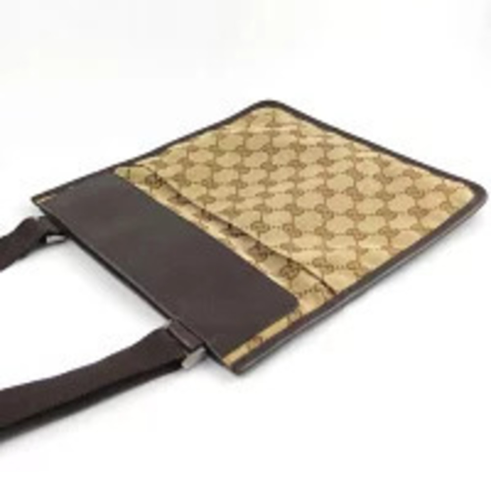 Gucci flat GG Bag Messenger beige brown monogram Crossbody Canvas Tan Brown